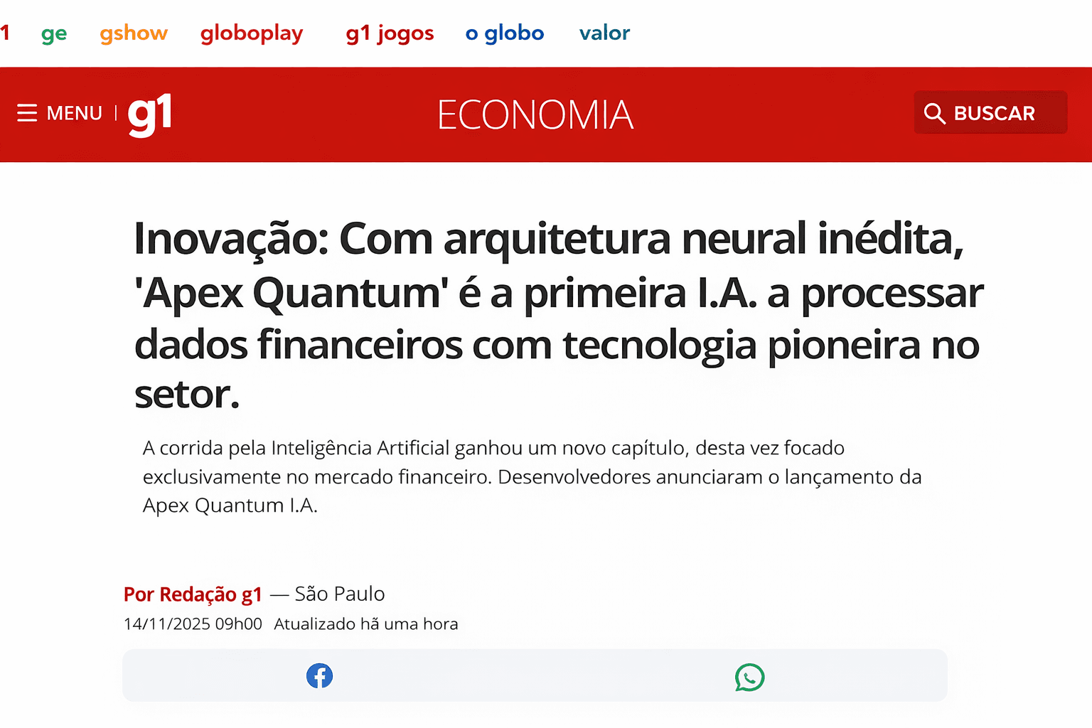 G1 Economia — Apex Quantum I.A.